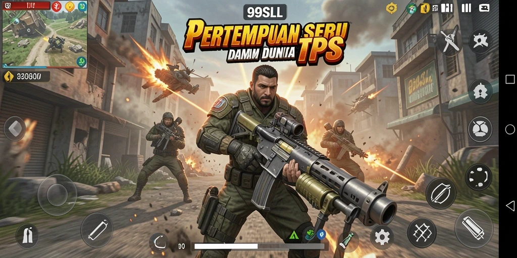 Gameplay seru dari 99SLL yang menampilkan aksi tembak-menembak.