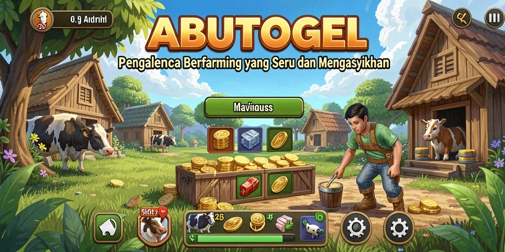 Screenshot gameplay ABUTOGEL yang menonjolkan kebun yang indah.