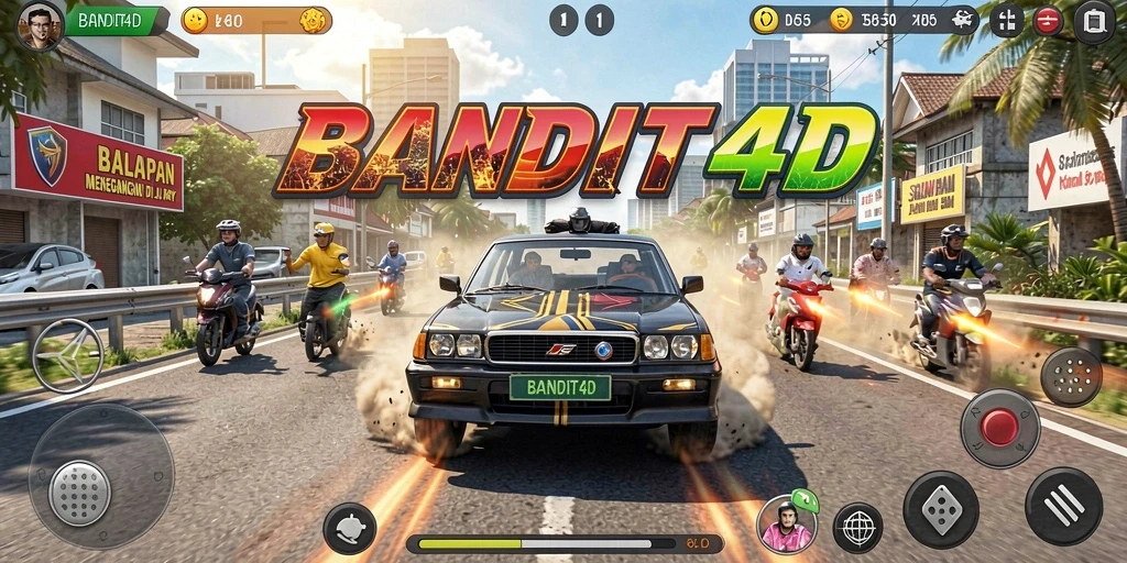 Tampilan gameplay seru saat balap motor di BANDIT4D.