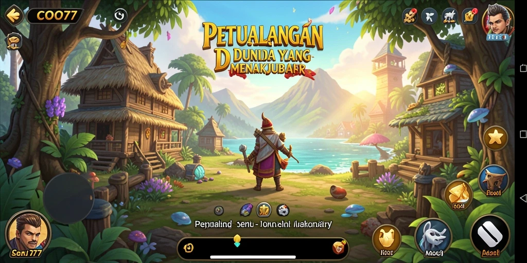 Tampilan gameplay COO77 dengan latar belakang petualangan yang memukau.