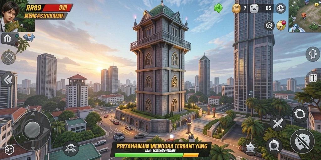 Tampilan permainan RR89 dengan grafis menakjubkan dan strategi menara yang menantang.