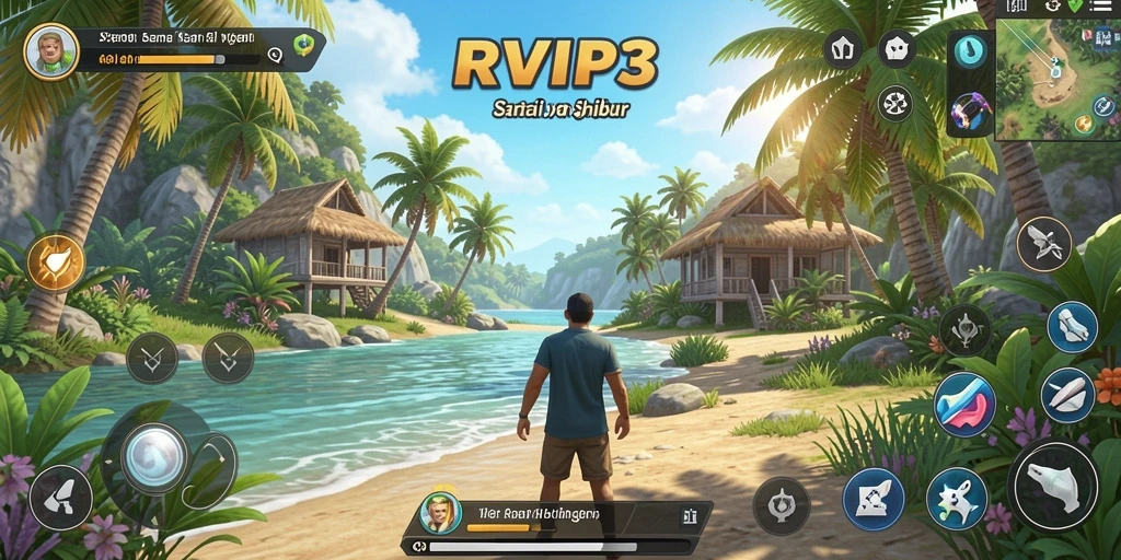 Tampilan gameplay RVIP3 yang menyenangkan dan berwarna-warni.
