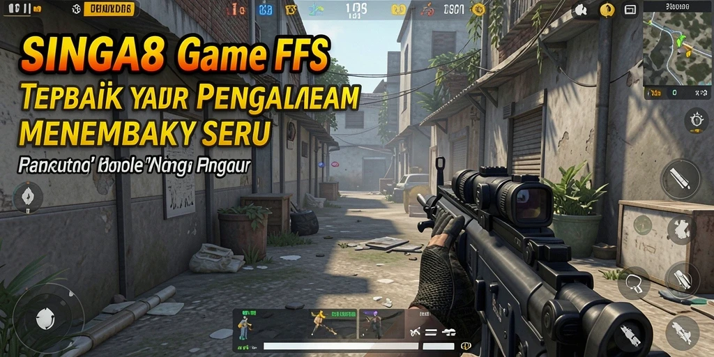 Screenshot gameplay SINGA8 menampilkan aksi menembak yang mendebarkan.