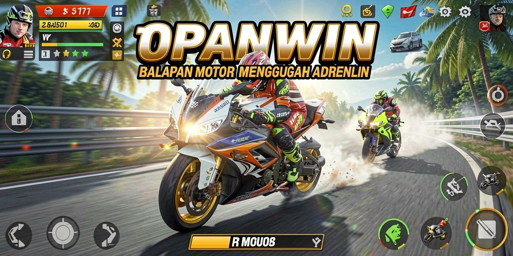Screenshot menunjukkan aksi balapan motor yang mendebarkan di TOPANWIN.